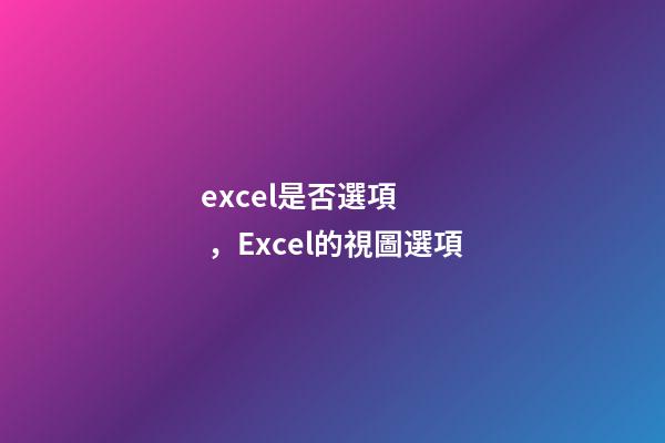 excel是否選項，Excel的視圖選項